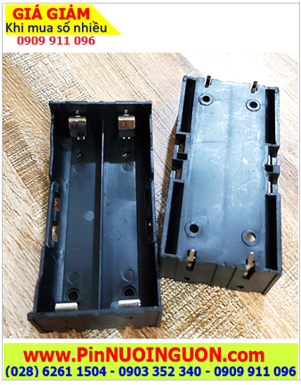 Hộp Đế pin 18650 (Loại chứa 2 viên 18650), Hộp đế khay chứa 02 PIN 18650 (chân thép hàn)